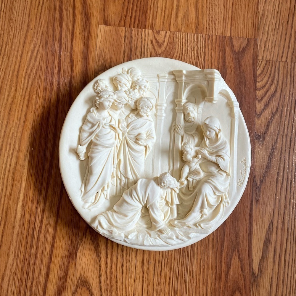 A.SANTANGELA  RENAISSANCE STYLE PLATE ALABASTER WALL DECORE - Picture 8 of 8